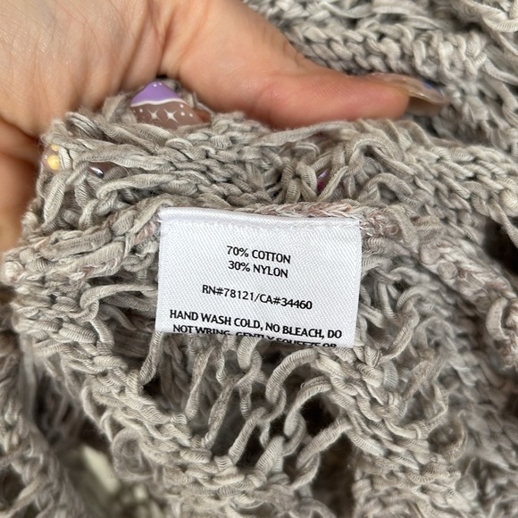 Eileen Fisher Sweater Gray Wonder Scallop Crochet Open-Weave Marled Italian Yarn - Picture 11 of 16